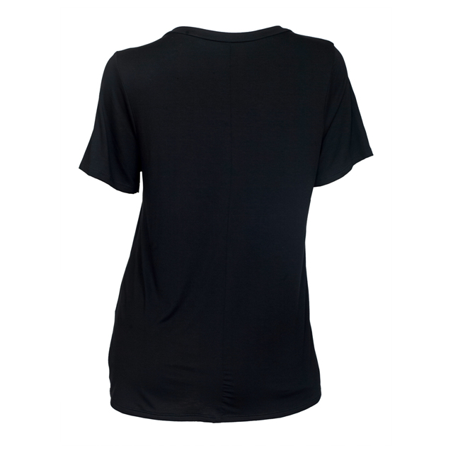 Women's Cross Keyhole Short Sleeve Top Black Photo 2