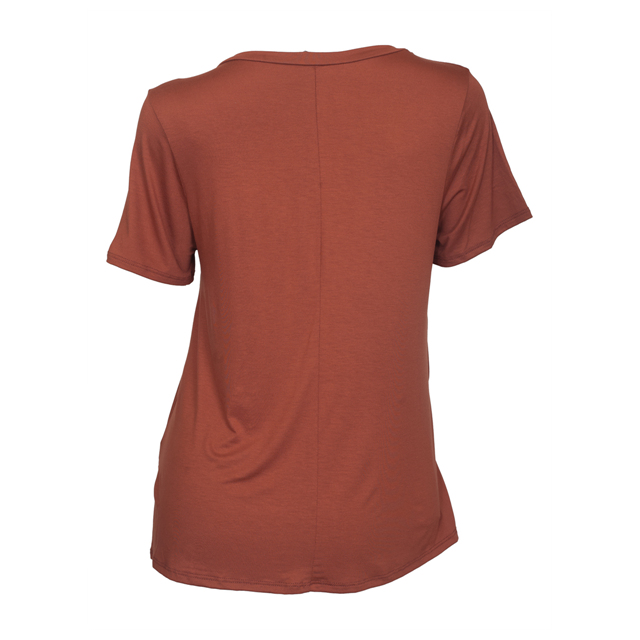 Women's Cross Keyhole Short Sleeve Top Rust Photo 2