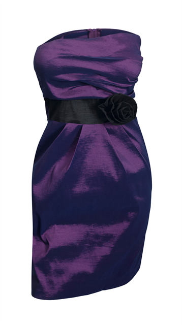 Jr Plus size Asymmetric Pleated Bodice Strapless Dress Purple Photo 1