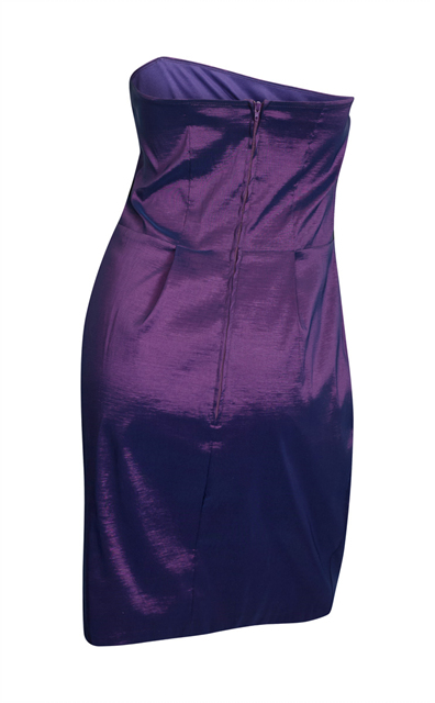 Jr Plus size Asymmetric Pleated Bodice Strapless Dress Purple Photo 2