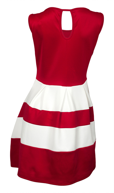 Plus size Color Block Flare Dress Red White Photo 3