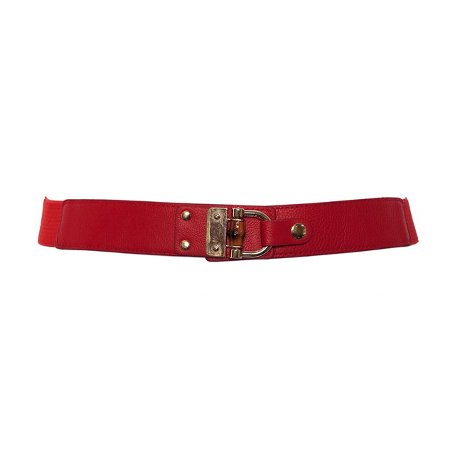 Plus Size Golden Metal Buckle Skinny Elastic Belt Red Photo 1