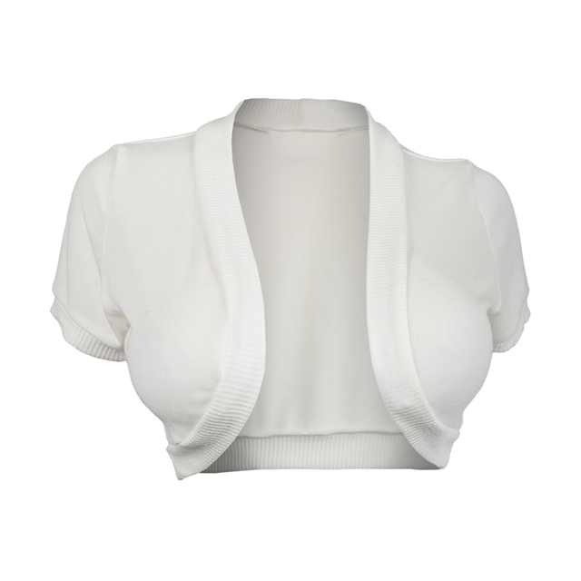 Womens' Open Front Cropped Bolero Shrug Off White Photo 1