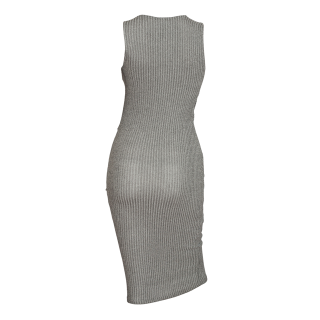 Women's Soft Knit Sleeveless Stretch Dress Gray Photo 2