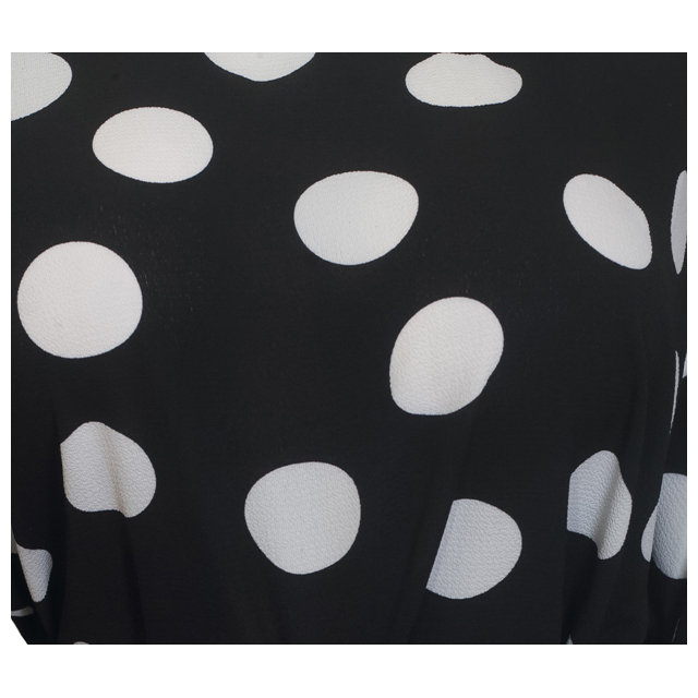 Plus Size Round Neck Chiffon Wrap Back Top Polka Dot Print Black Photo 2