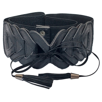 Plus Size Braided Look Elastic Fashion Belt Black