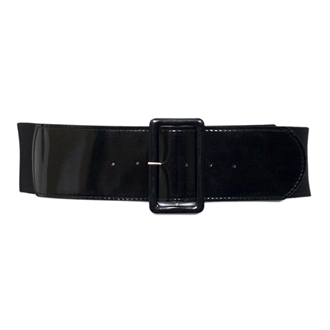 Plus Size Wide Patent Leather Fashion Belt Black