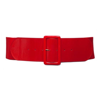 Plus Size Wide Patent Leather Fashion Belt Red