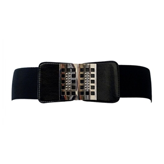 Plus Size Metal Buckle Wide Elastic Belt