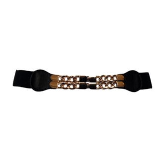 Plus Size Gold Chain Link Buckle Elastic Belt Black