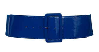 Plus Size Wide Patent Leather Fashion Belt Navy