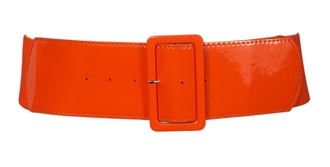 Plus Size Wide Patent Leather Fashion Belt Orange