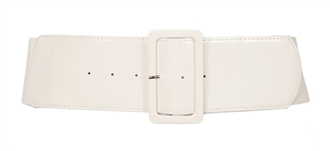 Plus Size Wide Patent Leather Fashion Belt White