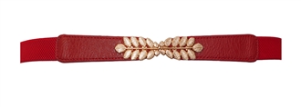 Plus size Leaf Interlocking Buckle Elastic Belt Red