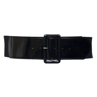 Women's Wide Patent Leather Fashion Belt Black