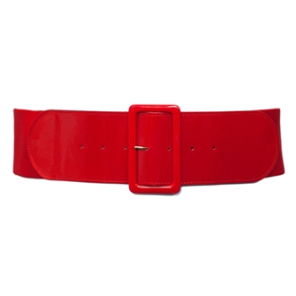 Women's Wide Patent Leather Fashion Belt Red