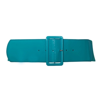 Plus Size Wide Patent Leather Fashion Belt Teal