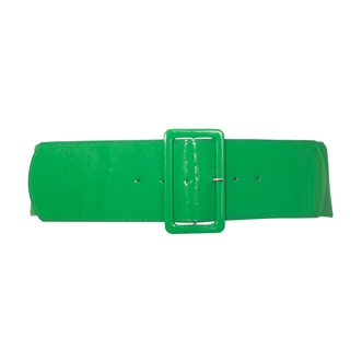 Plus Size Wide Patent Leather Fashion Belt Green