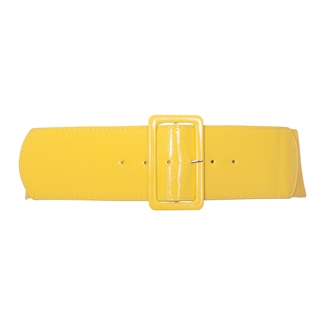 Plus Size Wide Patent Leather Fashion Belt Yellow