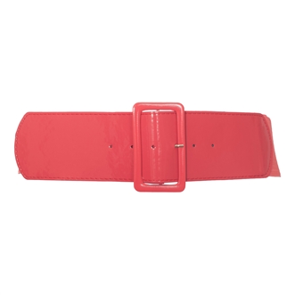 Women's Wide Patent Leather Fashion Belt Coral