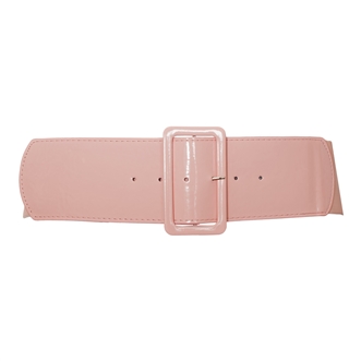 Women's Wide Patent Leather Fashion Belt Baby Pink