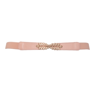 Plus size Leaf Interlocking Buckle Elastic Belt Pink