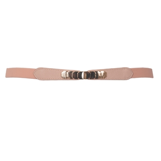 Plus size Gold Tone Interlocking Buckle Elastic Belt Pink