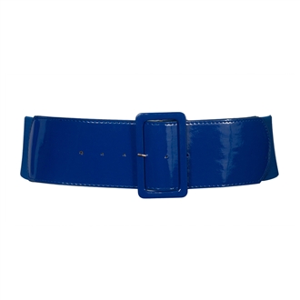 Women's Wide Patent Leather Fashion Belt Navy