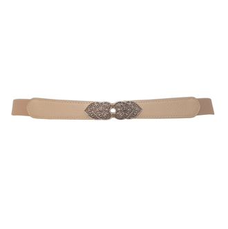 Plus Size Heart Buckle Skinny Belt Beige