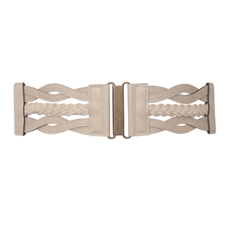 Plus Size Braided Elastic Leatherette Fashion Belt Khaki