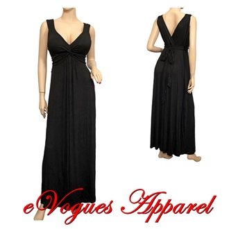 Jr Plus size Empire Waist Maxi Dress Black