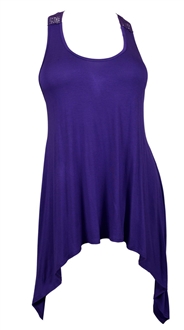 Plus size Laced Back Sleeveless Tunic Top Purple