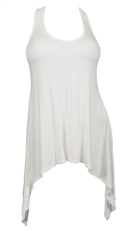 Plus size Laced Back Sleeveless Tunic Top Off White