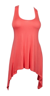 Plus size Laced Back Sleeveless Tunic Top Coral