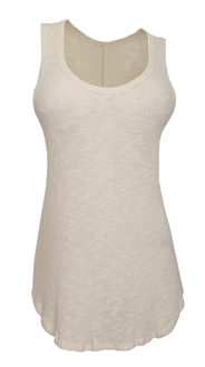 Plus size Sheer Cotton Knit Sleeveless Tunic Top Ivory