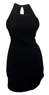 Plus size Open Back Sleeveless Mini Dress Black