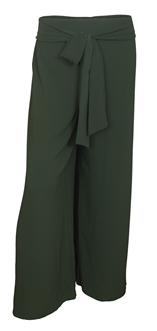 Plus size Chiffon Long Gaucho Chiffon Pants Olive