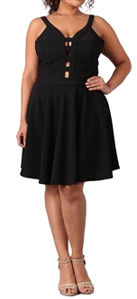 Women's Peep hole Fit and Flare Dress Black