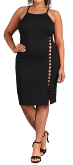 Women's Sleeveless Cutout Stretch Dress Black