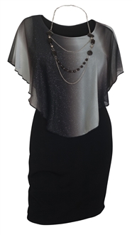 Women's Layered Poncho Dress Glitter Gray 17513