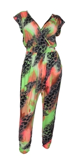 Plus Size Deep V-Neck Jumpsuit Designer Print 21606