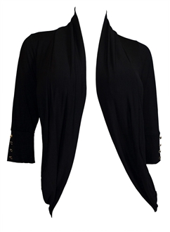 Plus Size Shawl Collar Open Front Cardigan with Button Detail Black