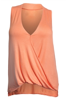 Plus Size Sleeveless Drape Front Top Peach