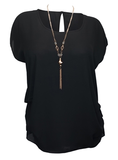 Plus size Keyhole Back Top Black