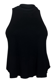 Plus Size Cropped Sleeveless Peephole Top Black