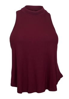 Plus Size Cropped Sleeveless Peephole Top Burgundy