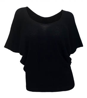 Plus Size Dolman Sleeve Knit Top Black