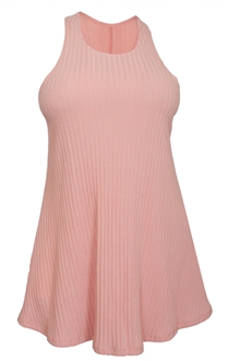 Plus Size Ribbed Sleeveless Racerback Tunic Top Pink