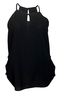 Plus Size Sleeveless Chiffon Front Keyhole Top Black