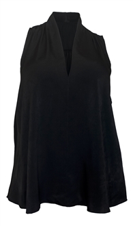 Plus size Pleat V-Neck Blouse Black